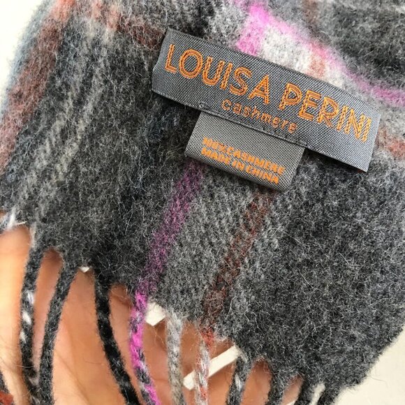 LOUISA  PERINI 100% Cashmere Plaid Scarf - Picture 4 of 4